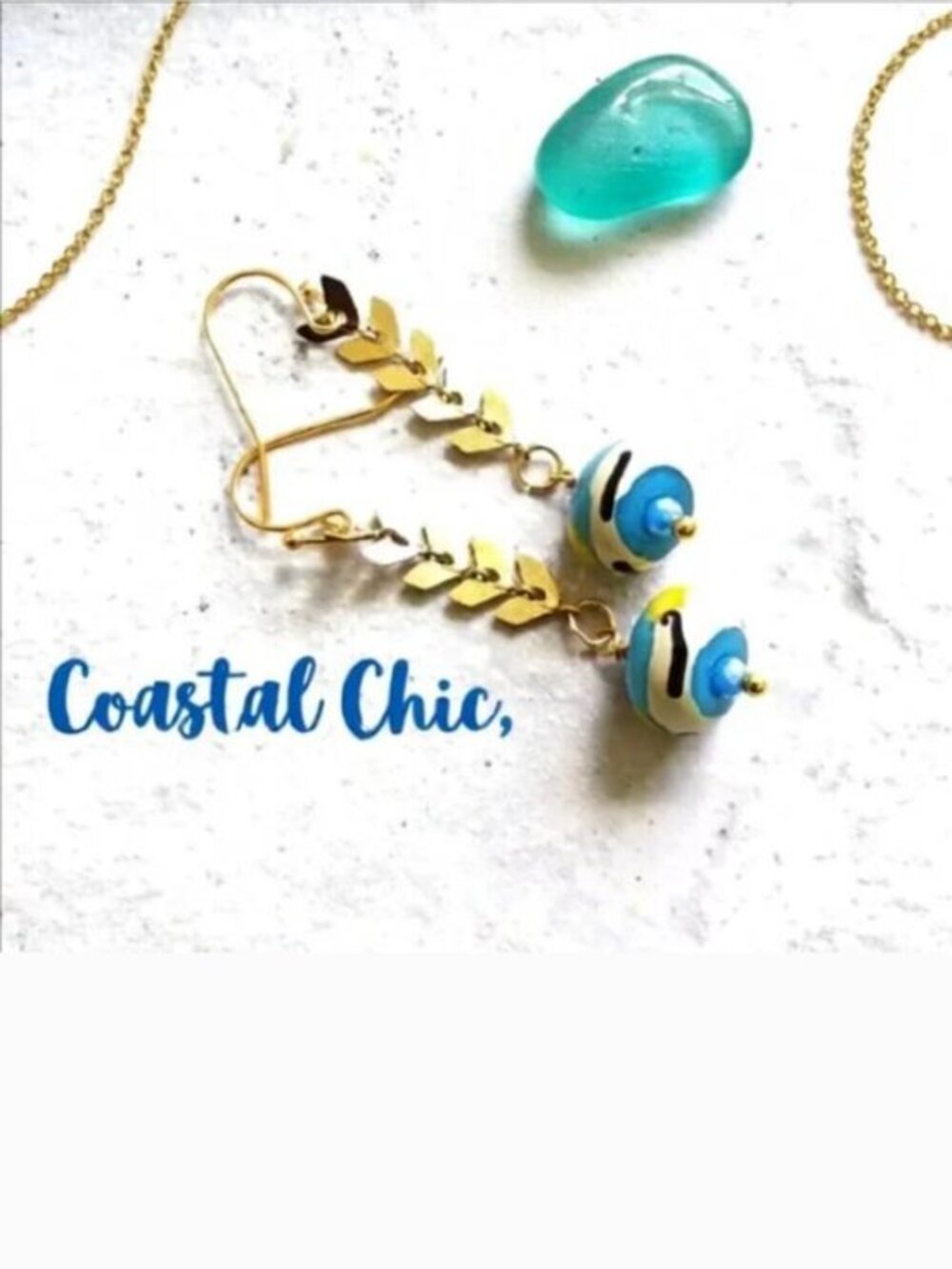Handcrafted Ceramic Swinging Pendulum Earrings ~ Blue & White, Upbeat Boho Vibes